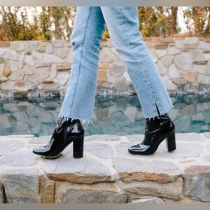Aldo Faux Patent Leather Heel Boots Black Shiny Sock Booties Women’s 10 EUC